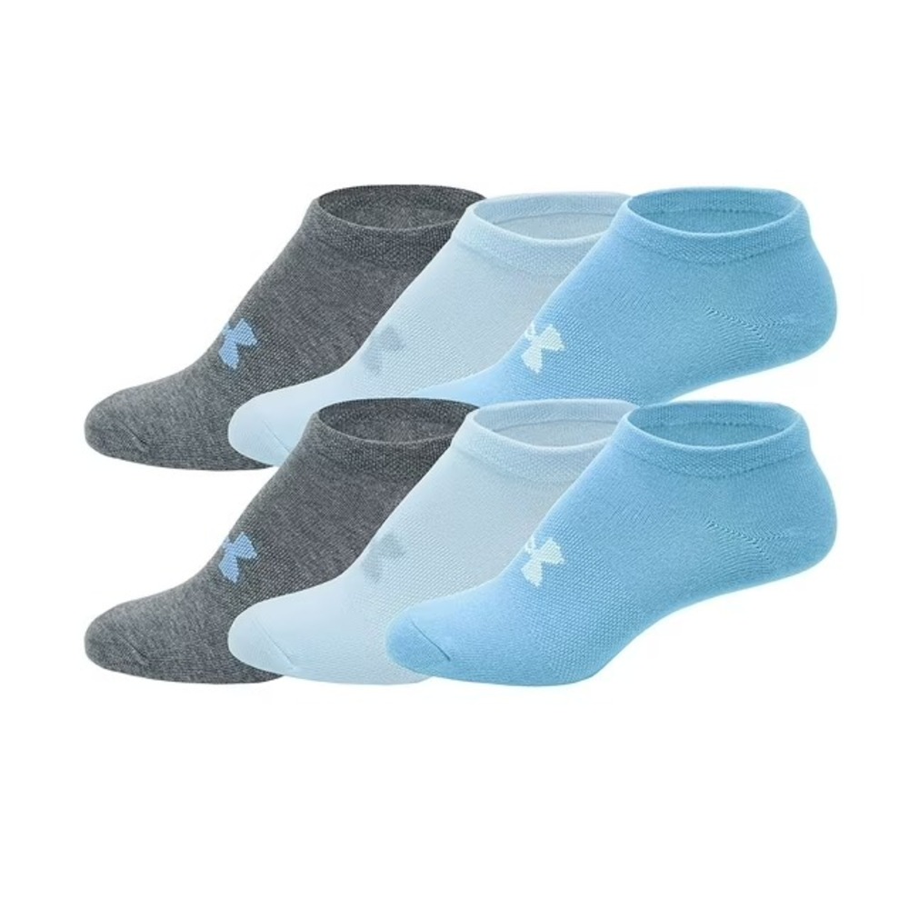 Under Armour Womens 6-Pack Training No-Show Socks Blue Grey M 6-10